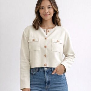 H&M Women's Cream Button-Up Jacket